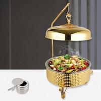 Plat de service de luxe doré 10L RRR HUAXIN-CD-523 moderne, chauffe-plat alimenté au combustible pour banquets d'hôtel, mariages et événements