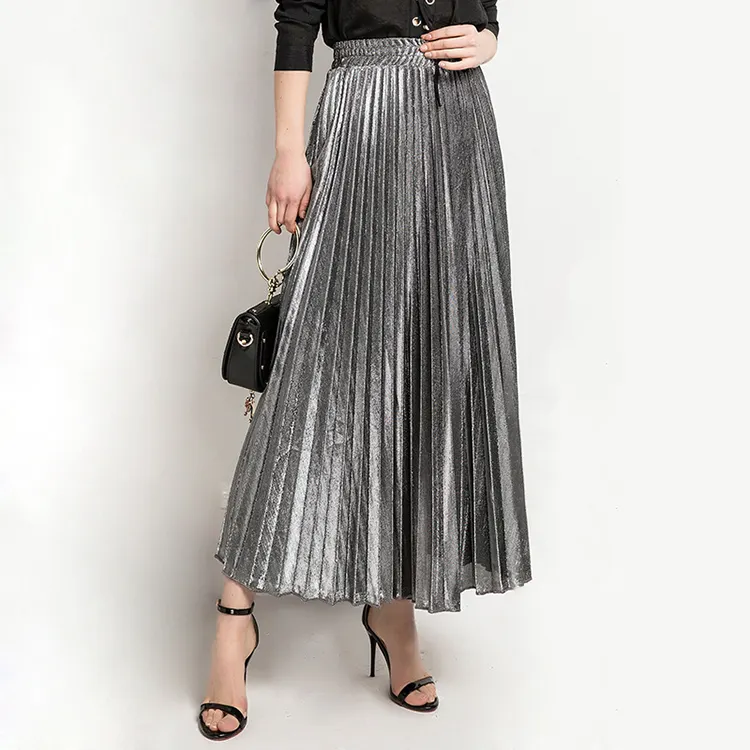 Pleated Falda Larga Casual Beach Pleated Maxi Plus Size Dresses Skirts women High Waisted Ladies Long Skirt for Women Summer