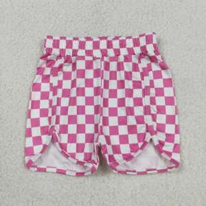 SS0431 rts Ensemble short d'été pour petite fille, motif à carreaux rose et blanc, vente en gros pour enfants - Product Image 1