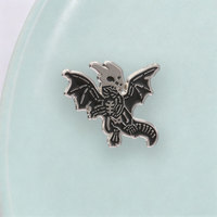 Broche en émail Dragon squelette gothique volant, style horrifique sombre, accessoire métallique pour sac et vêtements
