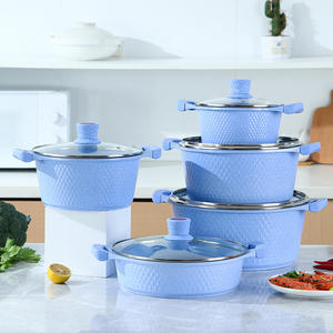 <span class=keywords><strong>Set</strong></span> di <span class=keywords><strong>Pentole</strong></span> in Alluminio Pressofuso di Alta Qualità, 10 Pezzi, Rivestimento Antiaderente in Pietra Medica, Pentola per Zuppa con Doppio Manico e Coperchio in Vetro - Product Image 2