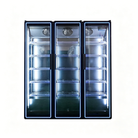 Réfrigérateur vertical commercial à triple panneau vitré avec éclairage LED, vitrine de boissons, idéal pour les supermarchés et les bars