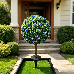 Elegant <b>Layered</b> Tower Rose Floral Orb with sturdy ground stake <b>base</b> for garden border patio walkway wedding outdoor - Product Image 4