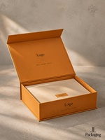 Boîte cadeau magnétique de luxe, emballage de luxe, boîte cadeau rigide magnétique orange, fournisseur de marques de cadeaux, vente en gros