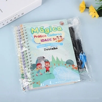 4 pièces réutilisables en langue portugaise rainuré Numéro Alphabet Tracing Workbook Practice Magic Application Copybook Set