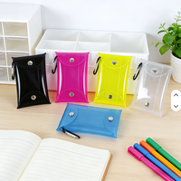 Mini pochette transparente en PVC avec bouton-pression, étui de rangement transparent pour écouteurs, porte-clés coloré, porte-monnaie, pendentif mousqueton, cadeau