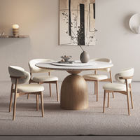 Table et chaises en bois de style moderne et luxueux, style crème, table à manger ronde de designer pour la maison