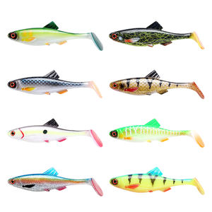 เหยื่อตกปลาแบบนิ่ม TPE ขนาดใหญ่ 14 ซม. 20 ซม. สำหรับน้ำเค็ม ตา 3 มิติ หางแบบใบพาย เหมาะสำหรับปลาหัวงู ปลาไพค์ ปลาค็อด - Product Image 1