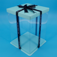 Boîte à gâteau carrée bleue transparente de haute qualité, 30 tailles, fabriquée à Yiwu, pour gâteaux, cadeaux et emballages de fleurs