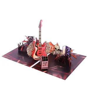 Winpsheng custom design 3d chitarra elettrica musicale pop-up card miglior regalo di compleanno