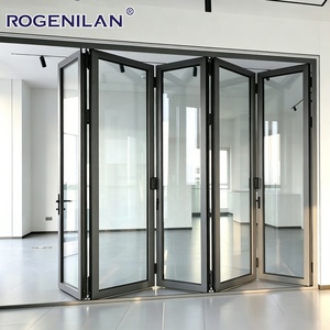 Portes pliantes accordéon en aluminium à double vitrage, fournisseur chinois Rogenilan, portes pliantes extérieures à vitrage Low-E - Product Image 4