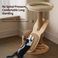 Arbre à chat classique de luxe en bois et sisal avec poteau à gratter, structure d'escalade et jouet à bille – Meuble durable pour petits espaces intérieurs