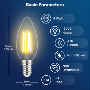 कारखाने की आपूर्ति चिक सजावटी नेतृत्व चंडेलियर लाइट बल्ब बी 11 सी 35 ई 14 ई 27 4 डब्ल्यू लिविंग रूम के लिए सोने की स्पष्ट गर्म सफेद 2700k - Product Image 3