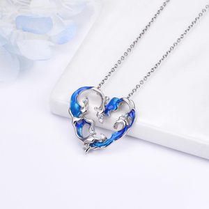 Joyería de moda onda azul diamante collar amor y libertad estrella mar encanto colgante clavícula collar océano joyería - Product Image 3