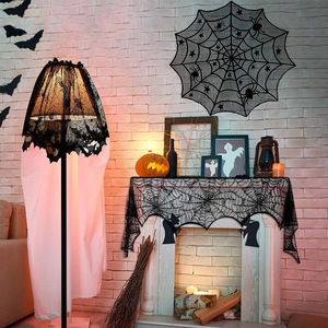 Decorazione della <span class=keywords><strong>tavola</strong></span> di <span class=keywords><strong>Halloween</strong></span> tovaglia di pizzo nero con motivo ragnatela elegante decorazione da pranzo per feste a tema Horror gotico - Product Image 2