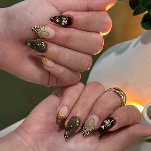 เล็บอะคริลิคแบบทำมือกดบนเล็บศิลปะการทำเล็บอัลมอนด์ทำด้วยมือ - Product Image 6