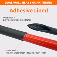 Tube thermorétractable PE Haoye 12,7 mm 3:1 4:1 Noir Rouge Double paroi adhésive Rouleau de tube thermorétractable -55C~+125C