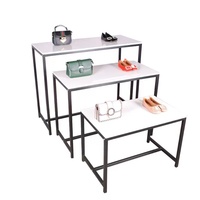 Ensemble de 3 tables pliantes en métal léger KEYIDE KYD-GM-T2 pour présentation de vêtements avec étagère de supermarché