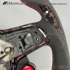 Volante de fibra de carbono forjado rojo LED personalizado para Volkswagen MK7 Golf R GTI Scirocco Jetta 2015-2019 con botón de arranque - Product Image 4