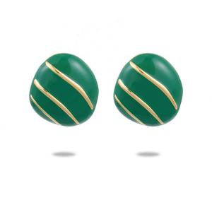 ต่างหูสแตนเลสชุบทองคำแท้ 18K แบบสุญญากาศ ประดับด้วยหินธรรมชาติสีเขียวทรงหยดน้ำ สไตล์ยุโรปอเมริกัน สำหรับผู้หญิง - Product Image 6