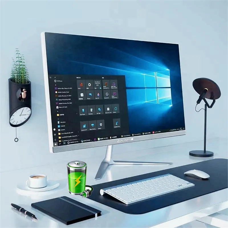 24 polegadas tudo em um PC Desktop i7 8GB Ram 256G SSD Gaming Setup All-in-one computadores com fonte de alimentação UPS