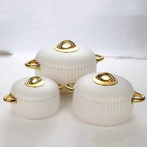 Lot de 3 casseroles isothermes rondes de grande capacité (1L, 2L, 3.5L) avec bouton doré, empilables, pour événements de célébration musulmane africaine et l'Aïd - Product Image 4