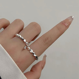 S925 Sterling Silver Geometric <b>Open</b> <b>Ring</b> With Sparkling Fragments Unisex Everyday Wear Jewelry - Product Image 5