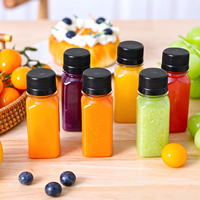 Bouteille carrée en PET transparent épaissi de 60 ml (2 oz) avec bouchon inviolable pour shot de gingembre, jus de fruits pressé à froid, boisson