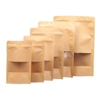 Pochettes à fermeture éclair en papier kraft biodégradable personnalisées sac debout café emballage alimentaire pochette debout kraft avec fenêtre