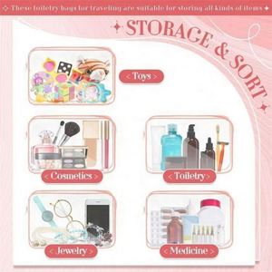 Trousse de Maquillage Imperméable Personnalisée et Tendance avec Fermeture Éclair en PVC Transparent et Motif Lettres pour Kit de Toilette de Voyage - Product Image 4