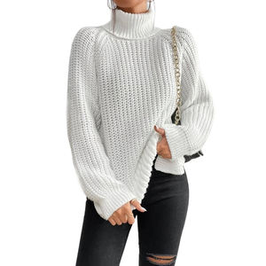 Maglione da <span class=keywords><strong>donna</strong></span> lavorato a spalla a collo alto lavorato a <span class=keywords><strong>maglia</strong></span> stile di media lunghezza alla moda maglioni da <span class=keywords><strong>donna</strong></span> - Product Image 2