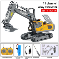 Excavadora RC 1:20 de Aleación con Control Remoto de 11 Canales y 680 Piezas °   Juguete de Vehículo de Construcción con Rotación de 2.4GHz, Sonido y Luz
