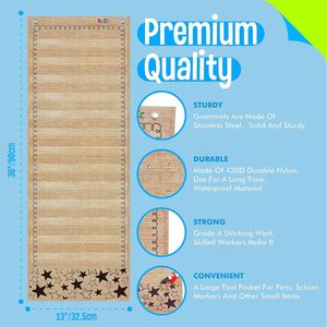 Tabla de horarios diarios con estampado de arpillera, 13+1 bolsillos, tarjetas reutilizables, gestión del tiempo, tablero para el aula, regreso a clases - Product Image 3