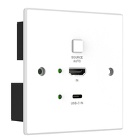 Plaque murale d'extension HDBaseT 2x1 18 Gbit/s avec entrées USB-C/HDMI, prend en charge le PoC bidirectionnel et l'IR bidirectionnel, RS-232