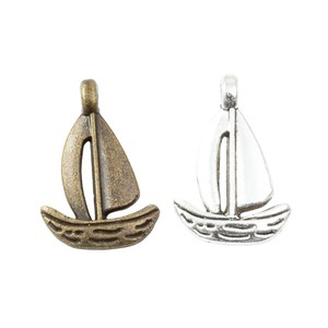 Pendentif <span class=keywords><strong>Voilier</strong></span> en Bronze Antique en Alliage de Zinc, Breloque Nautique pour Décoration de Table de Mariage à la Plage - Product Image 2