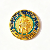 Médaille de protection Divine Faith Guard 2026 avec deux motifs de versets de prière, en fer plaqué or, boîtier en acrylique