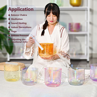 Bol chantant en verre de cristal de quartz Jinfang Alchemy 432Hz/440Hz avec marteau offert pour bain sonore des chakras et méditation