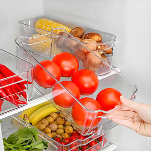 Caja de almacenamiento de plástico transparente para ropa, artículos para el hogar, alimentos y bebidas, gran oferta, almacenamiento rectangular para refrigerador, tres tamaños - Product Image 1