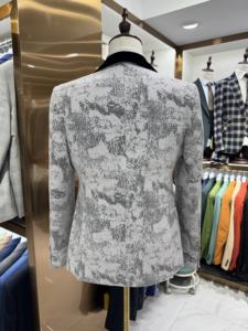 Klasik tek göğüslü düz renk erkek takım elbise 2 parça Set siyah gri yüksek kaliteli yün uyarlanmış Fit zamansız tasarım - Product Image 5