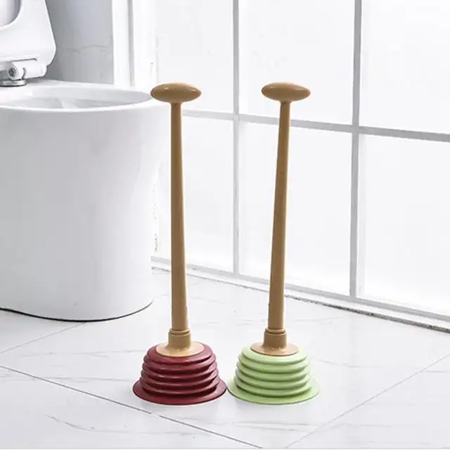 Bathroom toilet spring type long handle plastic toilet pump plunger