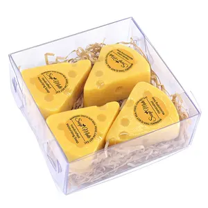 OEM 4pcs Natural Moisturizing eco Friendly Cheese Shape Soap PVC Gift Box Set