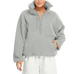 Artisan Custom Hot Selling Stand Collar Half Zip Fleece Pullover <strong>Hoodie</strong> Designer Warm and Fuzzy <strong>Women's</strong> <strong>Sherpa</strong> Jacket Streetwear - Product Image 1