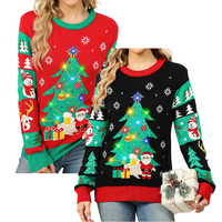 Pull de Noël pour femmes, coupe ajustée, côtelé, de haute qualité, OEM, pulls de Noël moches personnalisés pour femmes