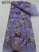 CHOCOO 2026 – Tissu en dentelle de tulle brodé de sequins, couleur violette, prix compétitif, tissu de dentelle perlée de luxe pour femmes