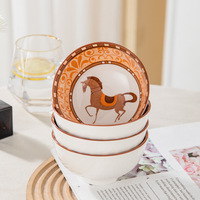 2026 nouvel an cheval en céramique dîner bols 6 pièces porcelaine bol cadeau boîte ensembles haute qualité vaisselle vaisselle ensemble luxe
