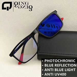 Occhiali fotocromatici unisex Tr90 per uomo, anti luce blu, resistenti, ultraleggeri, rettangolari, con cerniera a molla, per interni ed esterni, 2 in 1 - Product Image 2