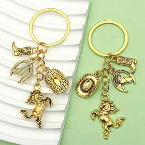 Wholesale Western Cowboy Keychain Silver Zinc Alloy Horseshoe Boots Hat Metal <b>Keyring</b> for Promotional Gift - Product Image 3