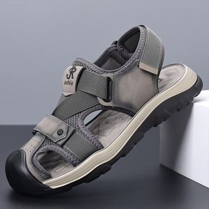 Sandalias de Senderismo para Hombre, Color Caqui, Punta Cerrada, Correa de Velcro Ajustable, Suela de Goma Antideslizante, Malla Transpirable, Casuales de Verano - Product Image 3