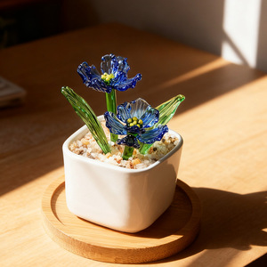 Décoration de bureau, artisanat <span class=keywords><strong>en</strong></span> verre fait main, ornements, plantes succulentes dans des pots <span class=keywords><strong>en</strong></span> verre, plantes vertes, cadeaux floraux pour la fête des mères, décembre - Product Image 1