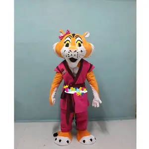 New Arrival Cute Mascot Costume Tiger Suit Adult Soft Fur Rose Red Tiger Mascot Costume